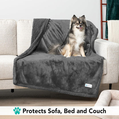 Dog Blanket for Bed, XL Pet Blanket Large Dogs, Fleece Furniture Couch Cover Protector Sofa Car Crate Kennel, Soft Sherpa Cat Throw Plush Reversible Washable, Twin 60X80 Solid Dark Gray